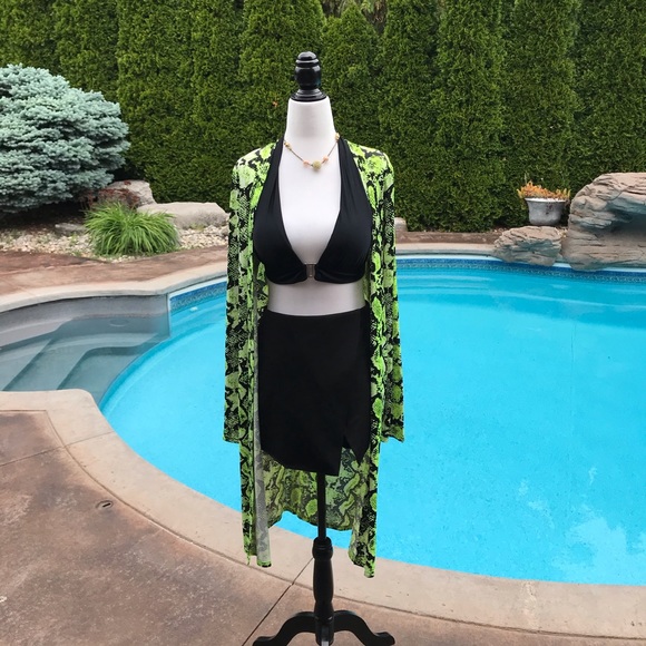 Green Snakeskin Longline Cardi/Swim Cover-up - Picture 5 of 8